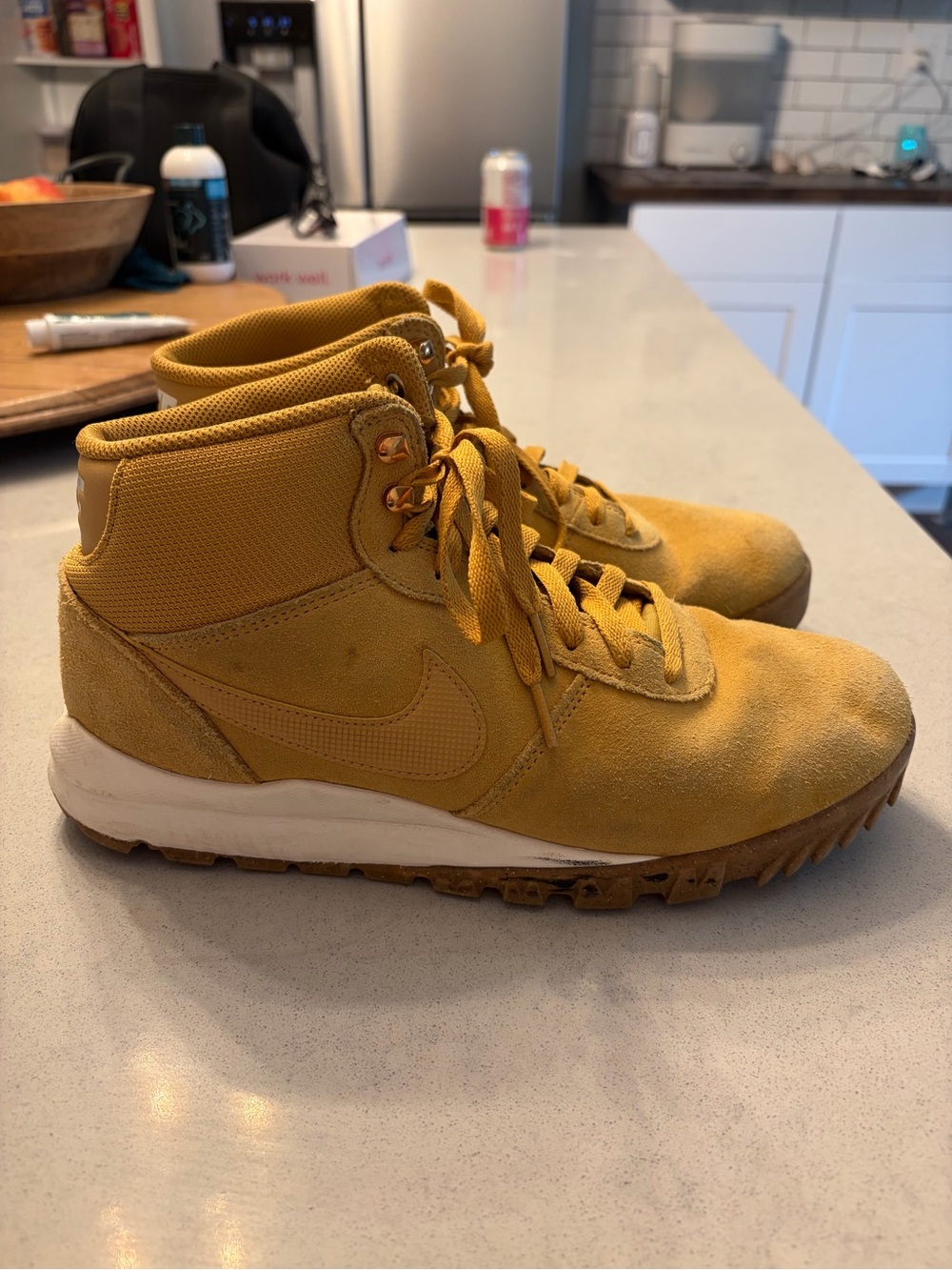 Nike Men’s Tan Suede High-Top Sneakers - size 9